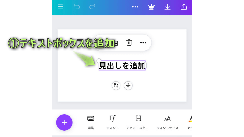 テキストボックスをページに追加している様子
