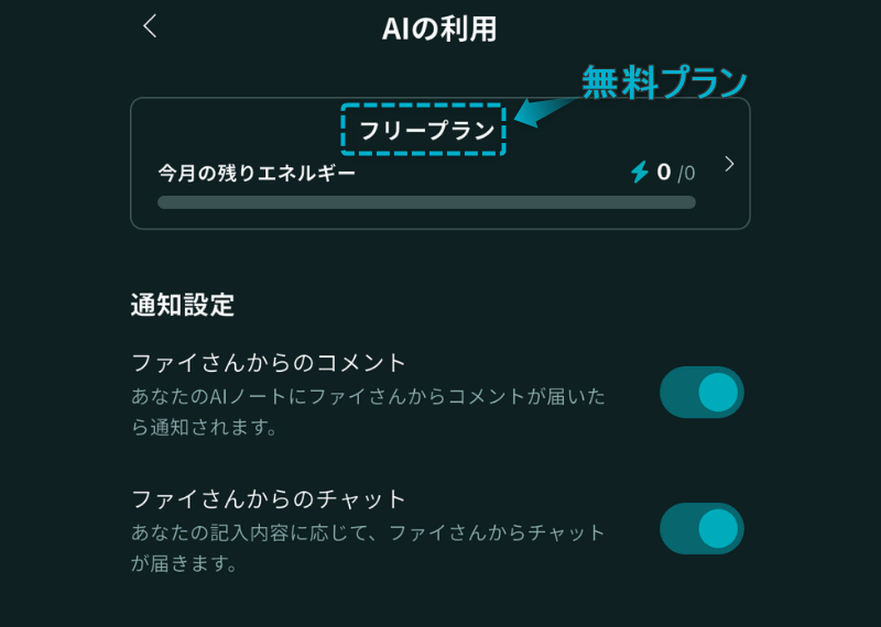 Awarefy(アウェアファイ)無料プランを利用中の表示画面