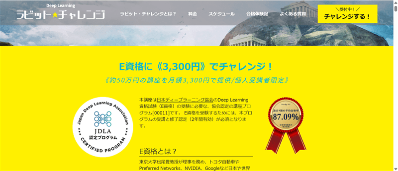 ラビットチャレンジ公式サイトのページ画面