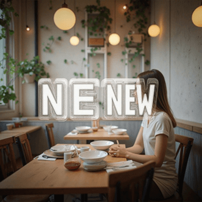 飲食店で食事をしている女性