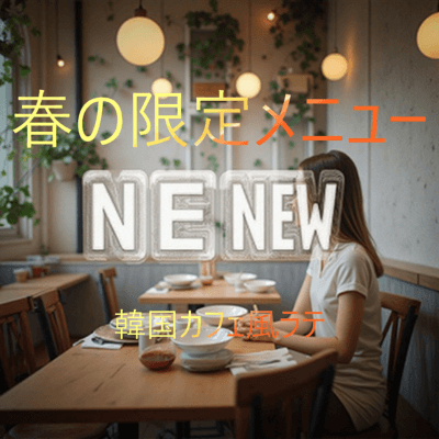 飲食店で食事をしている女性の画像にPhotoDirectorで文字を入れた画像