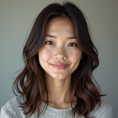 PhotoDirectorのAI機能を使って女性のヘアスタイルを変える前の画像