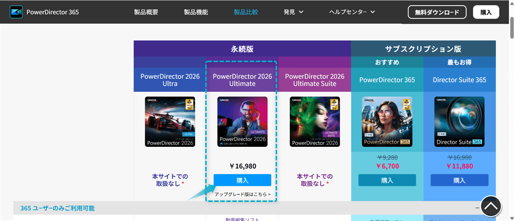 PowerDirector買い切り版を公式サイトから購入する手順-1