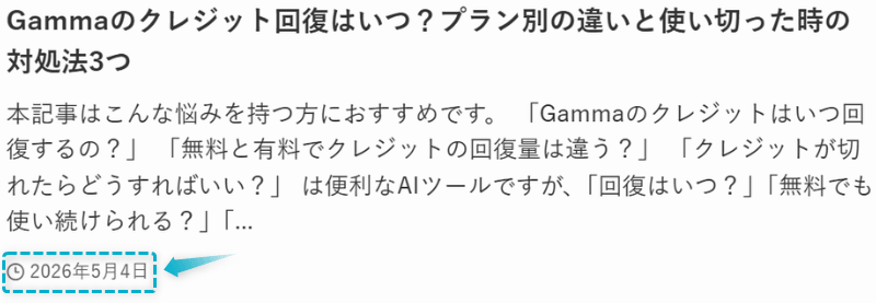 Gammaのクレジット回復の記事が2026年5月4日に公開された証明