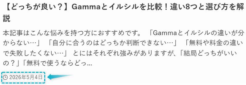 Gammaとイルシルの比較記事が2026年5月4日に公開された証明